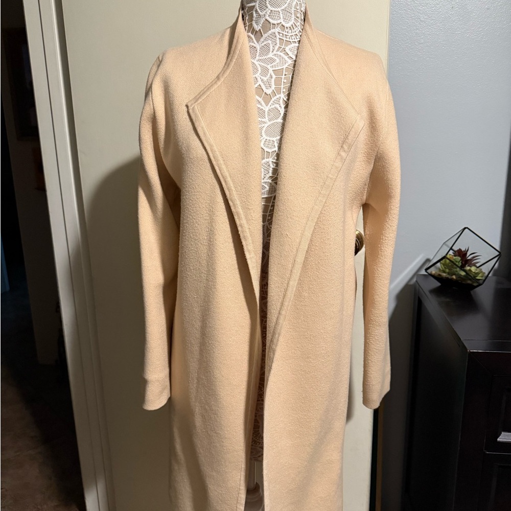 Chic Beige Open Front Coat